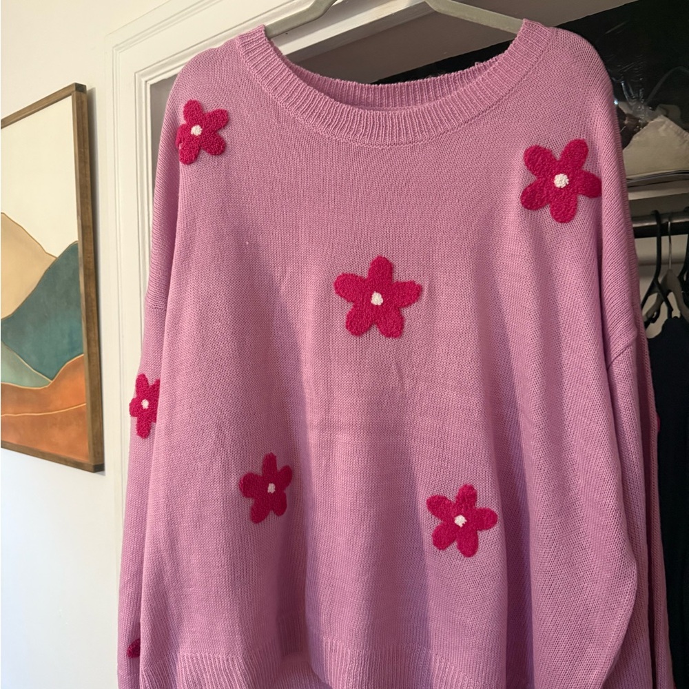 Pink Floral NEW Women's Sweater